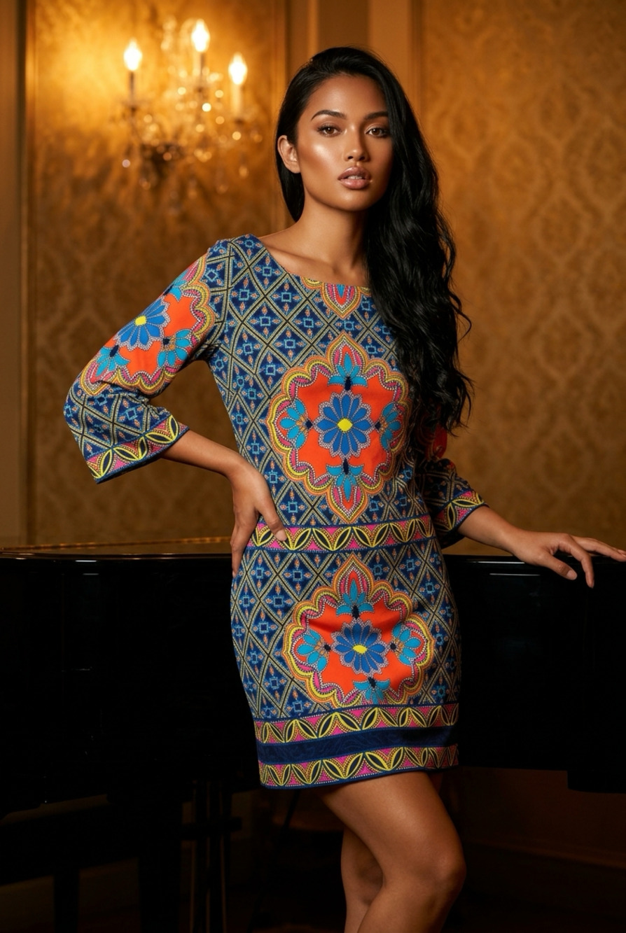 Laundry by Shelli Segal Size S Geometric Print Shift Dress